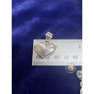 Brighton Coeur D'Alene Etched Puffy Heart Dangle Earrings Silver Plated VTG image 5