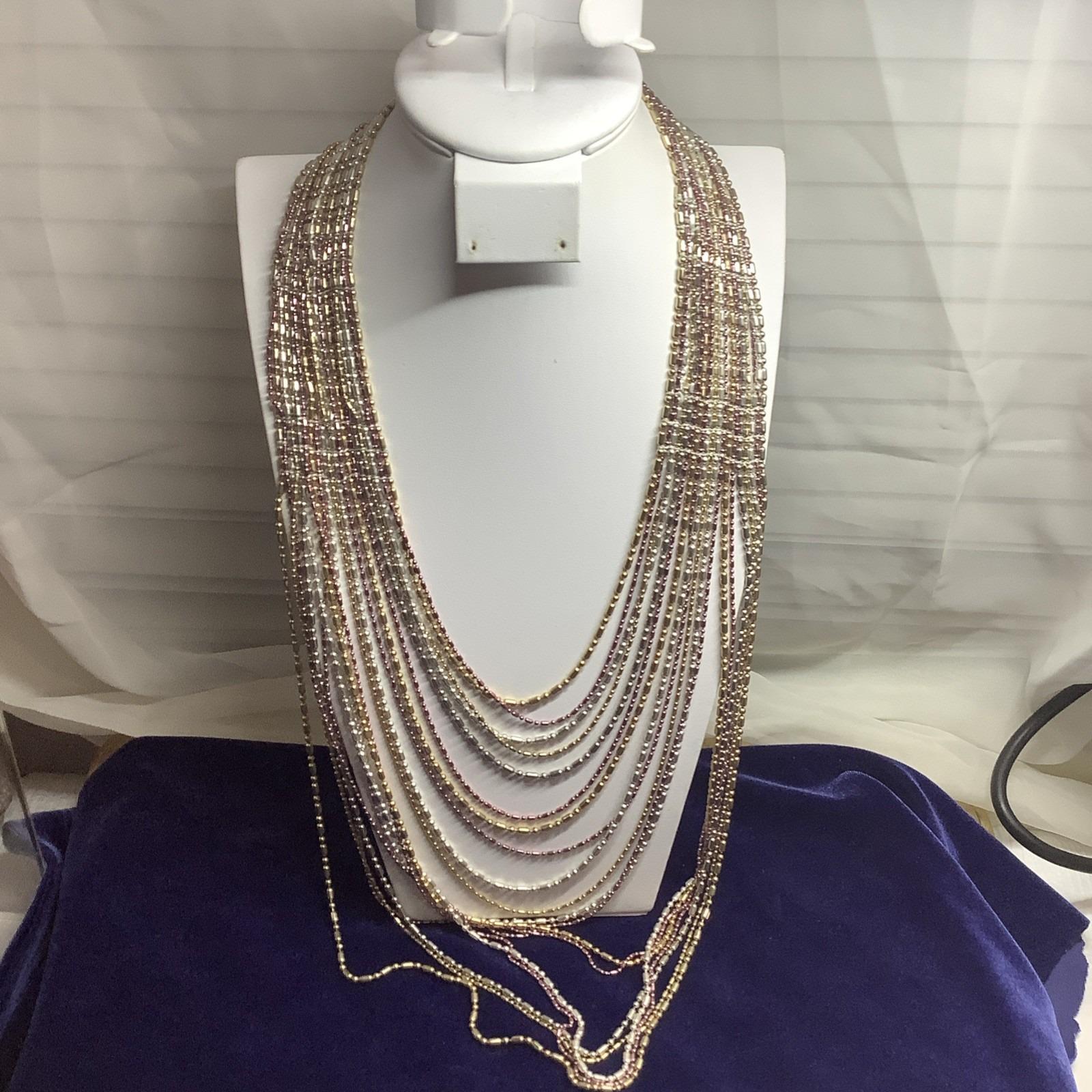 Collana Multifilo Con Perle Naturali, Argento Placcato, Chiusura A Toggle, Scatola Inclusa