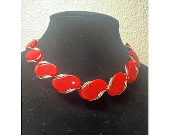 Lisner Vintage Signed Red Thermoset Necklace