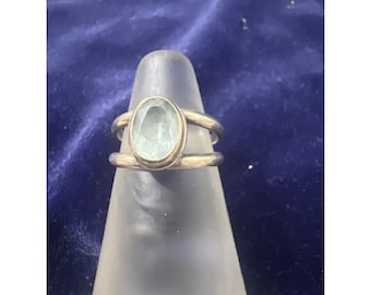 Vintage Natural Aquamarine 925 Sterling Silver Ring SZ 7
