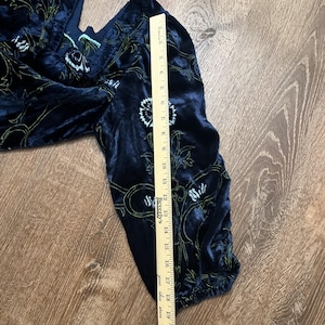 Anthropologie Velvet Blouse Blue Floral Green Puff Sleeves Size Small Boho EUC image 11