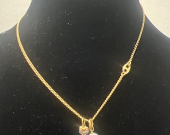 Juicy Couture gold tone heart crown crystal adjustable necklace