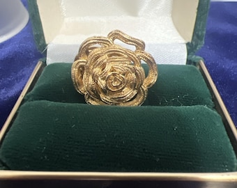 Christian Dior Gold Plated Flower Brooch Pin Vintage Signed (See All Photos!)