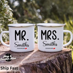 Personalized Mr. and Mrs. Mug, Custom Couples Coffee Mugs, Perfect Wedding Gift, Husband and Wife Mugs, Bridal Shower Gift, Wedding Present