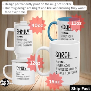 Personalized Name Definition Mug | Custom Coffee Cup | Unique Gift Idea | Presents For Mum Dad Birthday Christmas Mothers Fathers Day
