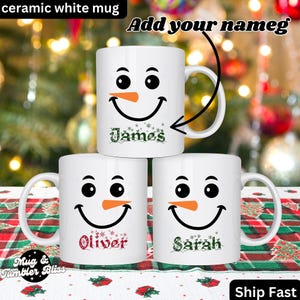 Customizable Snowman Mug | Personalized Christmas Mug with Name, Perfect Holiday Gift for Friends and Family | Adorable & Humorous Winter Mu