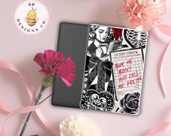 Inserto para Kindle con estética en blanco y negro / Cómprame libros, llama a Pretty / Inserto para lector electrónico de libros / Inserto para funda de lector electrónico / Regalo para amantes de los libros