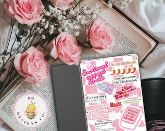 Inserción picante para Kindle / Inserción para lector electrónico de libros / Inserción rosa de apoyo emocional para Kindle Smut / Inserción para funda de lector electrónico / Regalo para amantes de los libros