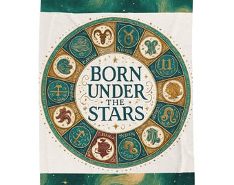 Astrology Zodiac Plush Blanket, Celestial Decor Gift