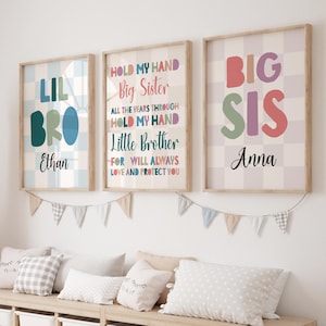 Brother and Sister Make Best Friends Prints, Sibling Prints, Shared Bedroom, Big Sis Lil Bro, Big Bro Lil Sis, Girls Bedroom, Boys Bedroom
