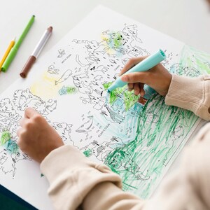 Mapa del mundo de animales para colorear, mapa del mundo para colorear para niños, mapa del mundo para guardería, arte de pared para guardería, póster educativo, impresiones para guardería.