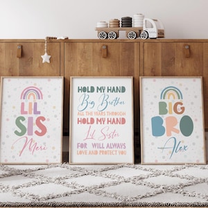 Brother and Sister Make Best Friends Prints, Sibling Prints, Shared Bedroom, Big Sis Lil Bro, Big Bro Lil Sis, Girls Bedroom, Boys Bedroom