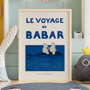 Decorazione da parete raffigurante Babar l'elefante, stampabile, tutta arte, decorazione per la cameretta dei bambini, decorazione da parete per la cameretta dei bambini, regalo per neonati di genere neutro.