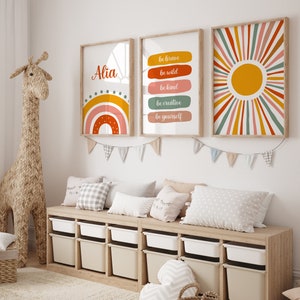 Boho Nursery art Prints, Affirmation prints, Gender neutral bedroom, rainbow sunshine wall decor, Printable Nursery, Nursery decor, baby art