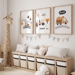Dozer, truck, tractor set, Kids Room Prints, Dozer Wall Prints, Transport Wall Prints, Kids Room Prints, Kids Room Decor.