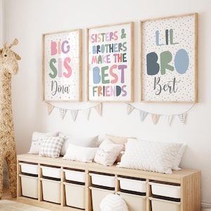 Bruder und Schwester machen die besten Freunde Drucke, Geschwister Drucke, geteiltes Schlafzimmer, große Sis Lil Bro, große Bro Lil Sis, Mädchen Schlafzimmer, Jungen Schlafzimmer