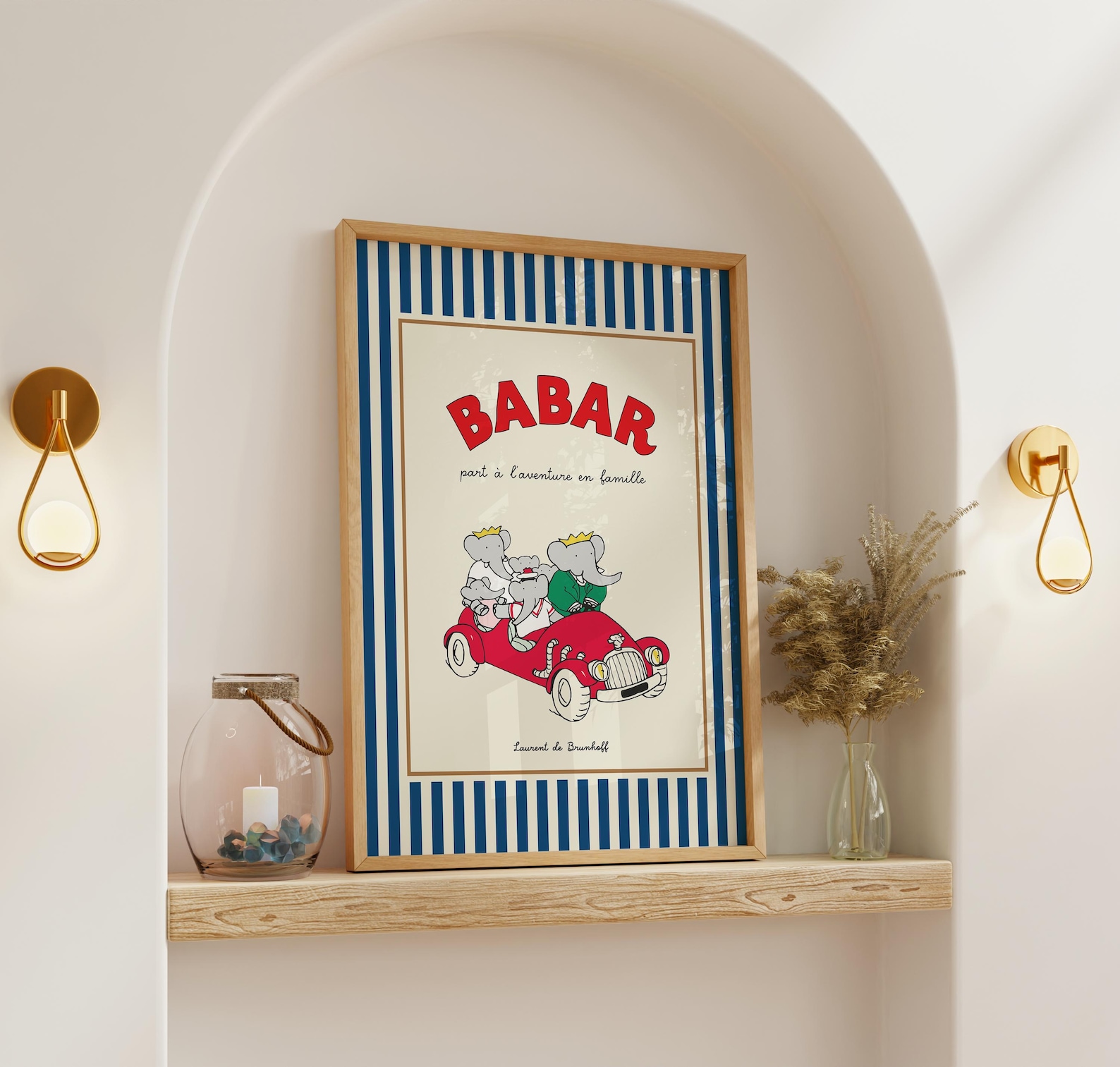 Babar the Elephant Print: Red Stripes Kids Room Decor (digital Download ...