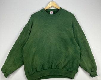 Vintage 90s Faded Green Sweatshirt XL