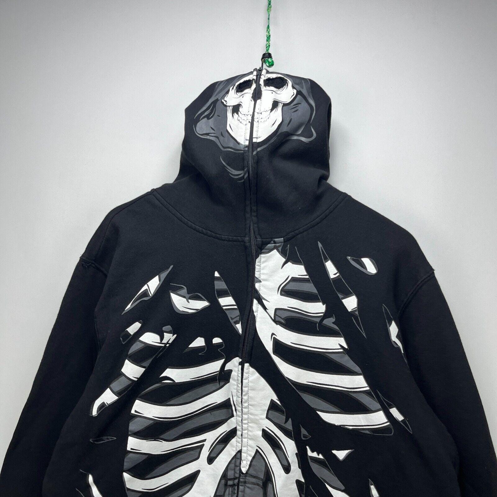 Vintage Y2K Skull Skeleton Zip up Hoodie LRG Style Skate XL Etsy UK