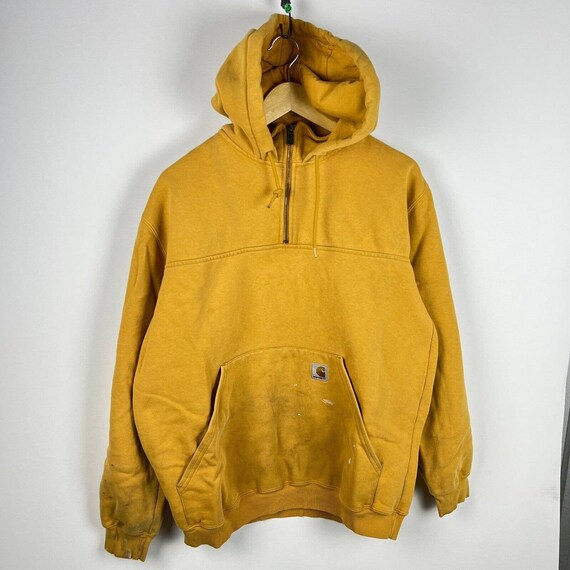 Vintage Carhartt Hoodie Yellow Thrashed Medium Etsy