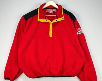 Vintage 90s Marlboro Snap Button Fleece Sweatshirt Large