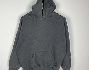 Vintage 90s Faded Blank Gray Hoodie Medium