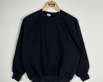 Vintage 80s Blank Black Raglan Sweatshirt Small