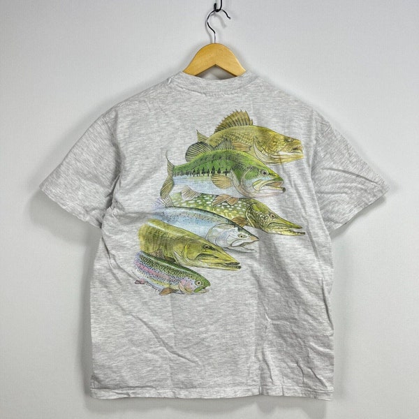 Vintage 90s Fish Nature Fishing Animal T Shirt Large