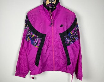 Grande veste Nike rose Winbreaker vintage des années 90 pour femme