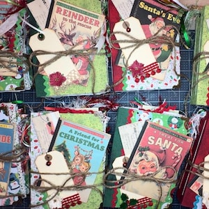 Christmas Junk Journal with fabric cover, 2 signatures and 50+ pieces of ephemera