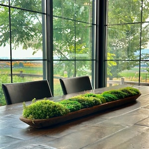 Preserved Moss Centerpiece, 40&quot; Dough Bowl, Housewarming Gift, Home Office Decor, Table Decor, Wooden Bowl