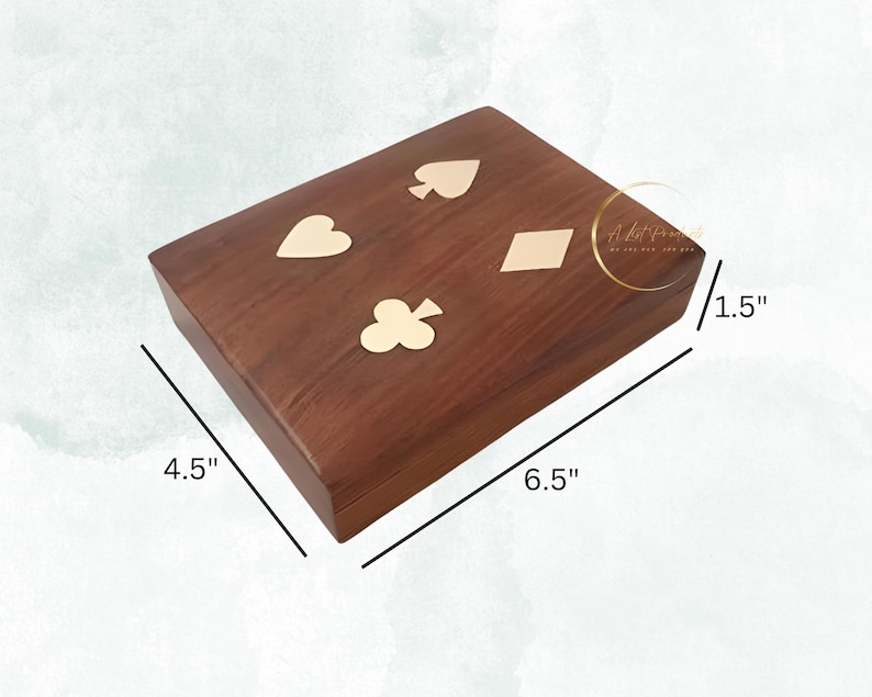 Handmade Wooden Playing Card Box: Travel Card Holder With Brass Inlay ...