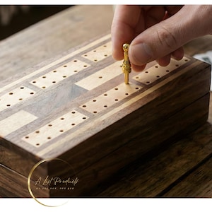 Travel Cribbage Board Set - Pocket Size Wood Game with Storage - Portable Camping Game