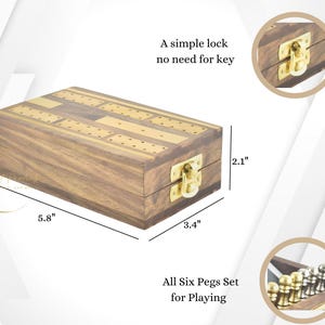 Houten cribbage bordspel handgemaakt product gemaakt in India / doos met reiskaarten voor buiten / klein en gemakkelijk te hanteren
