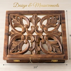 Support de lecture en bois de manguier sculpté à la main - Fabriqué en Inde