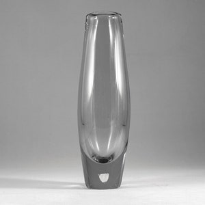 Gray-blue crystal mid-century vase, Sven Palmqvist for Orrefors