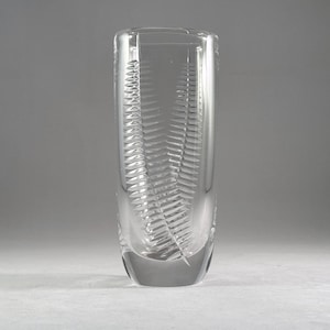 Crystal vase with fern leaf motif, Sven Palmqvist for Orrefors, 1950s, Sweden.