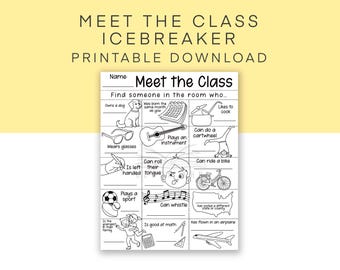 First Day of School Icebreaker, Meet the Class, Get to Know Each Other Worksheet, Classroom Meet and Greet Activity, Digital Download