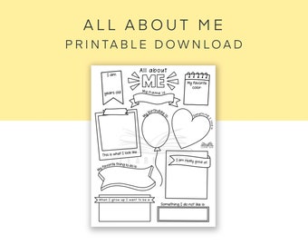 All About Me Worksheet, Get To Know Me Coloring Page, Icebreaker Activity, Yearly Birthday Check In, My Favorite Things Coloring Sheet