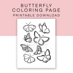 Butterfly Printable Coloring Page, Butterfly Activity Sheet, Kid&#39;s Insect Worksheet Download, Aesthetic Coloring Sheet