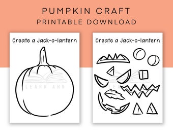 Actividad imprimible de Halloween, hoja de trabajo para crear una linterna de calabaza para descargar, manualidad de otoño, página para colorear de calabazas para niños