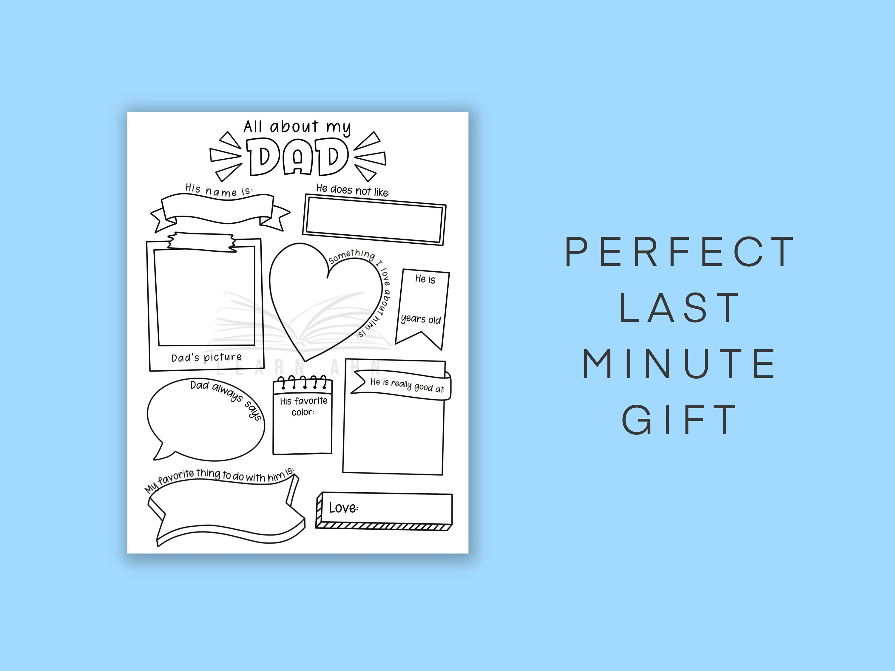 Printable Father's Day Gift, Coloring Page Card for Dad, All About Dad ...