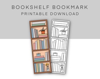 Printable Bookshelf Bookmark, Reading Log, Reading Tracker, Reading Challenge, Coloring Bookmark, Fill in the Blank, Downloadable Bookmark