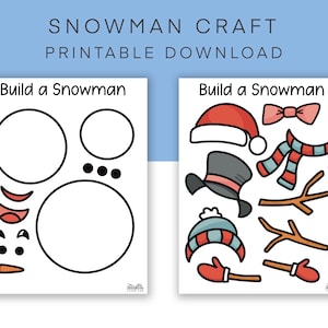 Bauen Sie eine Schneemann-Aktivität für Kinder, Schneemann verkleiden sich, Papierpuppe, druckbare Scherenpraxis, Feiertag bauen Sie Ihr eigenes Weihnachtshandwerk