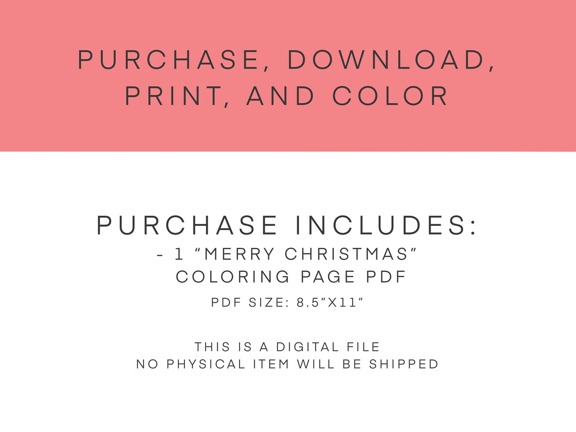 Merry Christmas Printable Coloring Page, Holiday Coloring Sheet ...