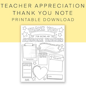 Apreciación del maestro imprimible, gracias regalos del maestro páginas para colorear, regalo de la semana de agradecimiento al maestro, descarga digital instantánea de la escuela para niños