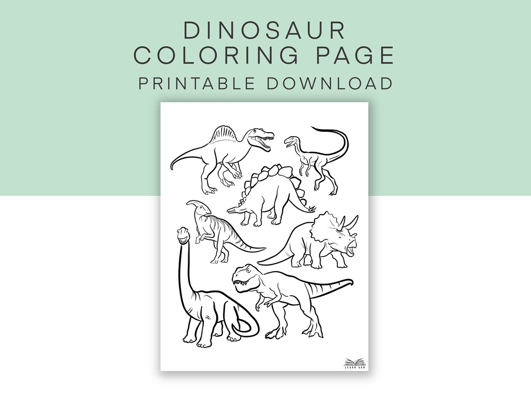 Dinosaur Printable Coloring Page Dinosaur Birthday Party - Etsy