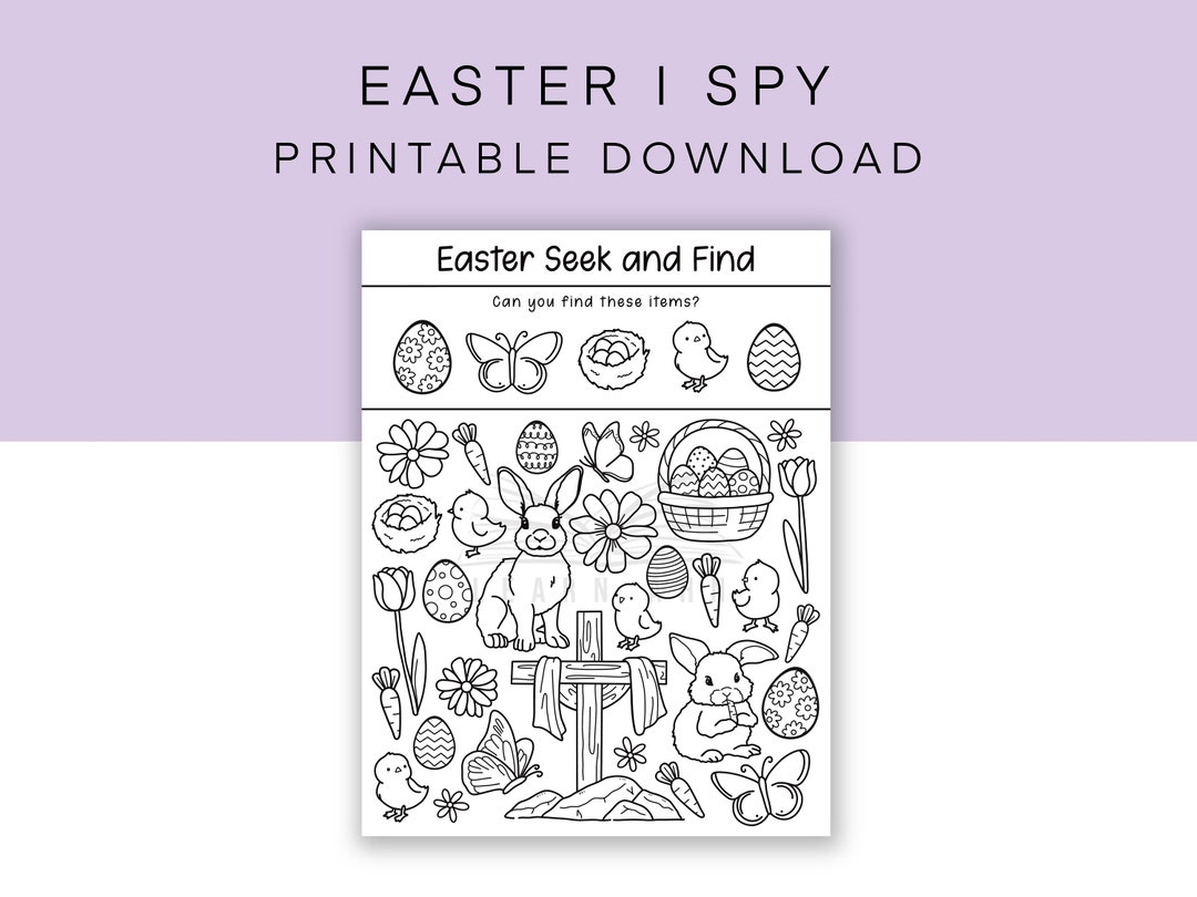 Easter Seek and Find Coloring Page Printable, I Spy Activity Sheet ...