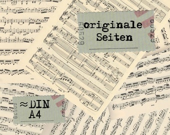 Helle Vintage Notenblätter im Originalen Zustand, Musiknoten auf Papier zum Basteln, Alte Vintage Musikblätter für Junk Journal und Collagen