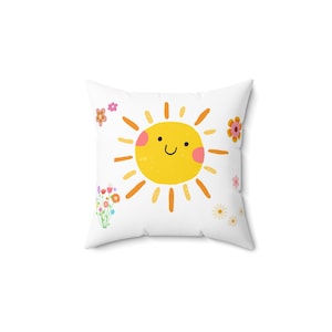 sunshine & flowers Spun Polyester Square Pillow